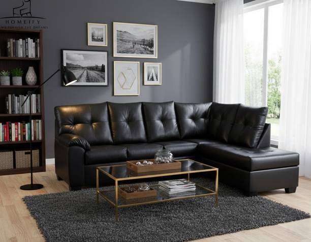 Homeify ALIX Faux Leather Sectional for Living Room Leather 3 + 2 Sofa Set