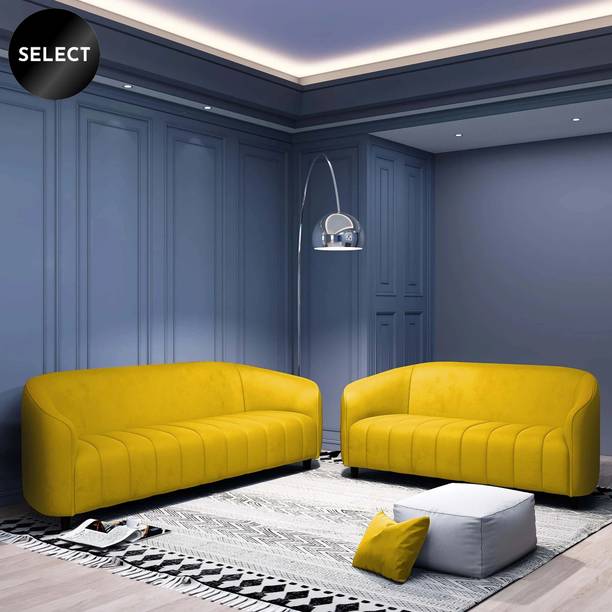 CARLTON LONDON Olivia Yellow Fabric 3 + 2 Sofa Set