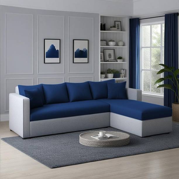LIVEWELL Premium Quality Velvet RHS Velvet Fabric 3 + 2 + 1 Sofa Set