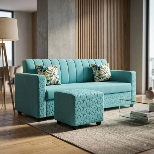 WAKESURE Premium Quality Velvet Fabric 3 + 1 Sofa Set