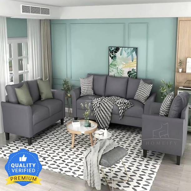 Homeify Wood Swiss Fabric 6 Seater 3+2+1 Sofa Set for Living Room Fabric 3 + 2 + 1 Sofa Set