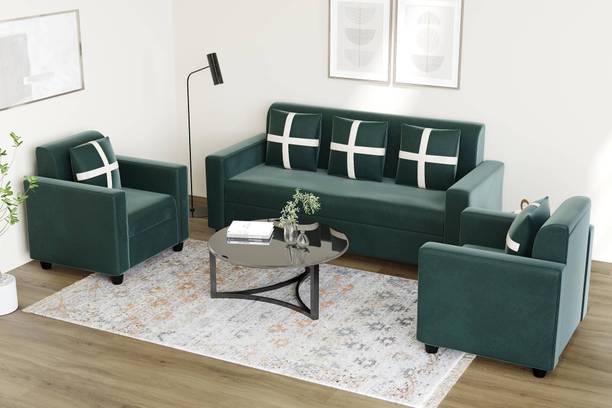 TAKELWOOD Fabric Five Seater Sofa Set For Living Room/ Office/ Guest Room || Fabric 3 + 1 + 1 Sofa Set