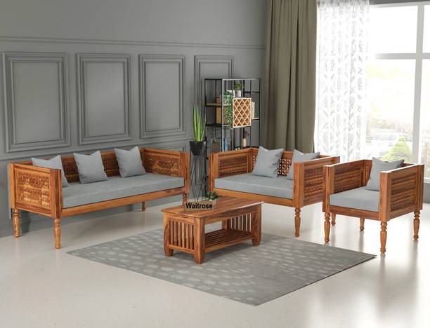 WAITROSE Wooden 6 Seater Sofa Set for Living Room & Drawing Room, Capacity: Six Seater Fabric 3 + 2 + 1 Sofa Set