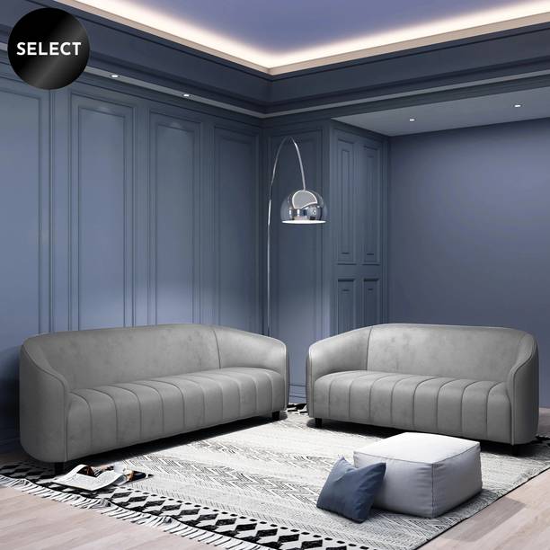 CARLTON LONDON Olivia Grey Fabric 3 + 2 Sofa Set