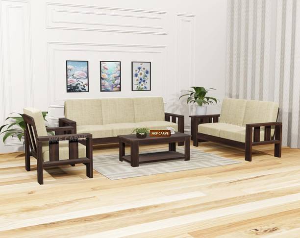Devsignature 3+2+1 Solid Wood 6 Seater Sofa Set For Living Room/Wooden Sofa Set For Home Solid Wood 3 + 2 + 1 Sofa Set