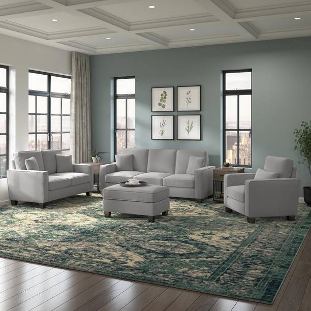 Torque Moscow 6 Seater Fabric Sofa With Ottoman For Living Room - (3+2+1, Grey) Fabric 3 + 2 + 1 Sofa Set
