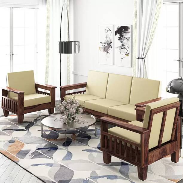 Mooncraft Solid Wood 3 + 1 + 1 Sofa Set