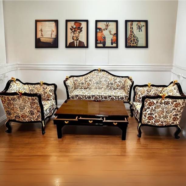 impression art store teak wood 5 seater sofa set Fabric 3 + 1 + 1 Sofa Set