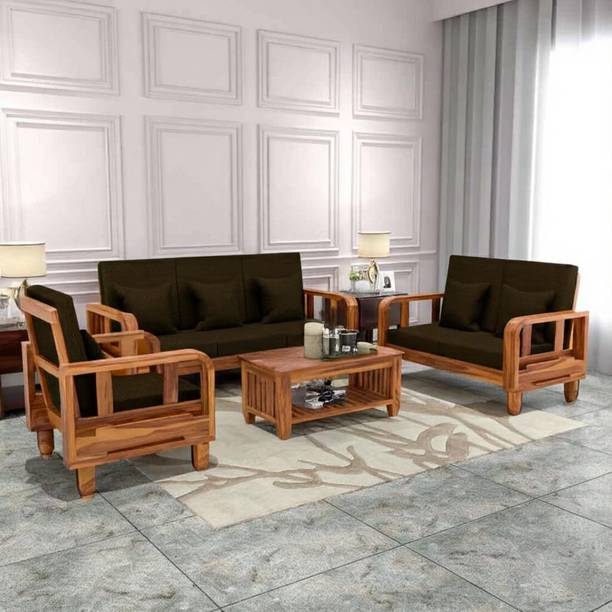 Kendalwood Furniture Solid Wood Wooden for living Room Furniture with Center Table Fabric 3 + 2 + 1 Sofa Set