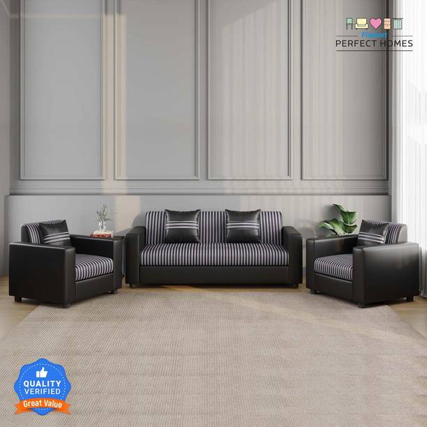 Flipkart Perfect Homes New Crete Zebra line Fabric 3 + 1 + 1 Sofa Set