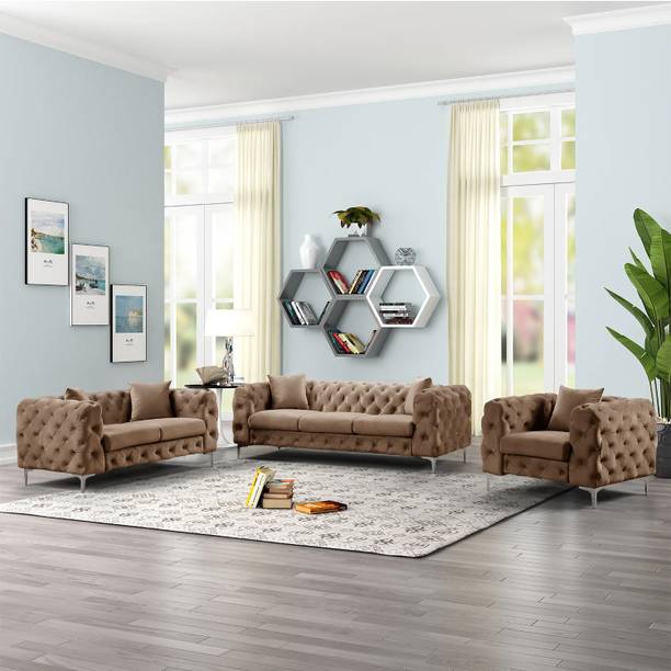 Flipkart Perfect Homes Diwan Couch Chaise Lounge for Home, Living Room, Drawing Room Solid Wood 3 + 2 + 1 Sofa Set