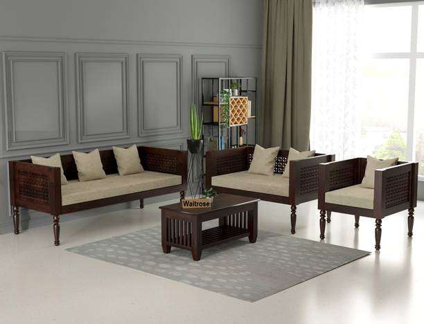 WAITROSE Wooden 6 Seater Sofa Set for Living Room & Drawing Room, Capacity: Six Seater Fabric 3 + 2 + 1 Sofa Set