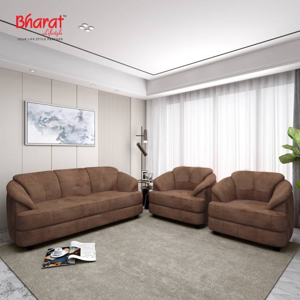 Bharat Lifestyle Gayana Suede Velvet Fabric 3 + 1 + 1 Sofa Set
