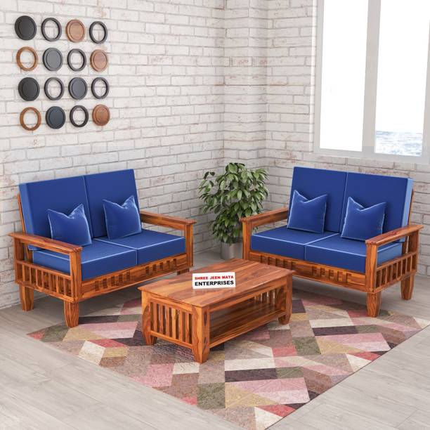 JeenWood KUBER Design Solid Wood Four Seater Sofa Set With 'HOLLAND' POLYESTER Fabric | Fabric 2 + 2 Sofa Set