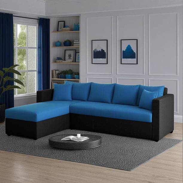 LIVEWELL Premium Quality Velvet LHS Velvet Fabric 3 + 2 + 1 Sofa Set