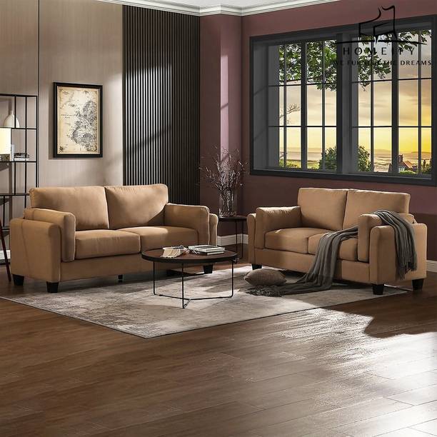 Homeify Clayne 5 Seater 3+2 Fabric Double Arm Sofa Set for Living Room Fabric 3 + 2 Sofa Set