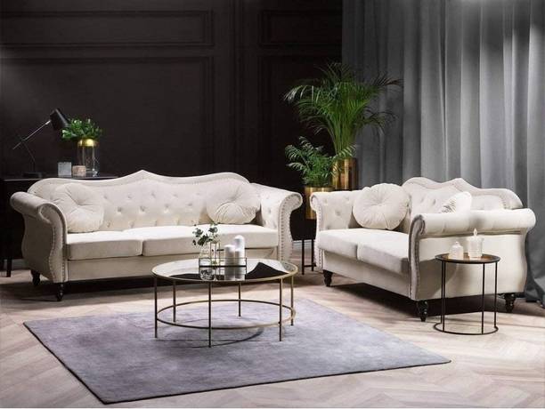 DECORIMPEX Modern Chesterfield Design: Sofa Set Fabric 3 + 2 Sofa Set