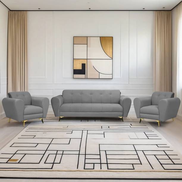 Seventh Heaven Milan Icon 5 Seater Sofa Set, Plush Suede Fabric Fabric 3 + 1 + 1 Sofa Set