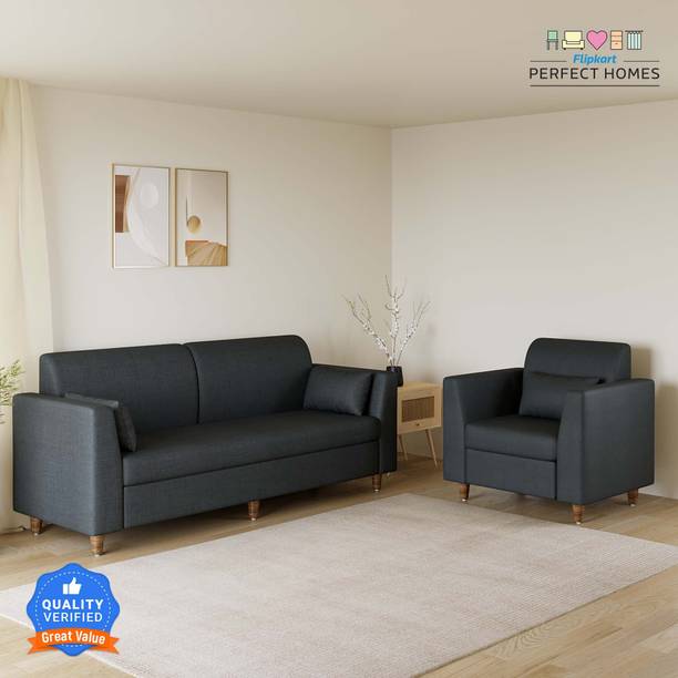 Flipkart Perfect Homes Huggo Sofa For Home Living Room Guest Room Office Fabric 3 + 1 Sofa Set