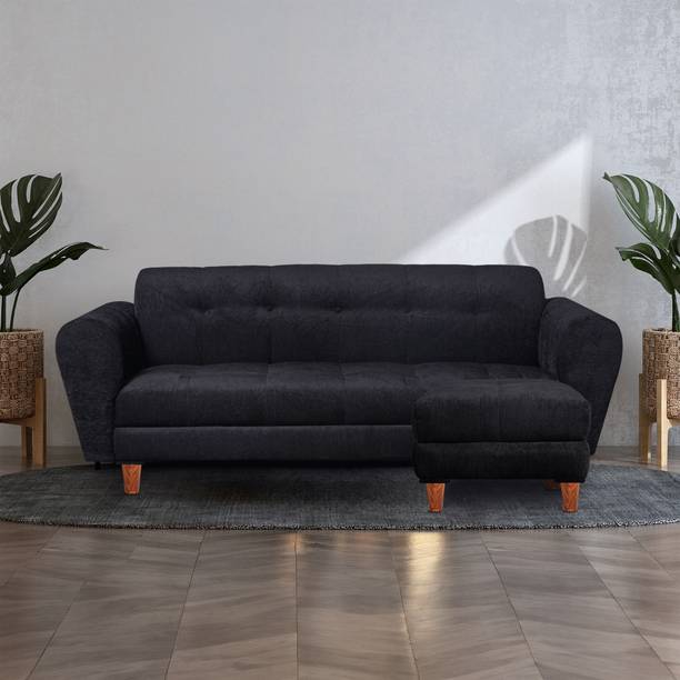 Seventh Heaven Milan 4 Seater Sofa with Ottoman, Chenille Molfino Fabric: 2 year Warranty Fabric 3 + 1 Sofa Set