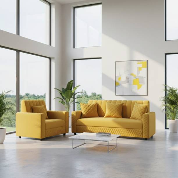 WAKESURE Premium Quality Velvet Fabric 3 + 1 Sofa Set