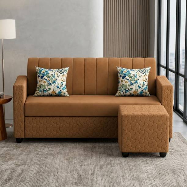 WAKESURE Premium Quality Velvet Fabric 3 + 1 Sofa Set