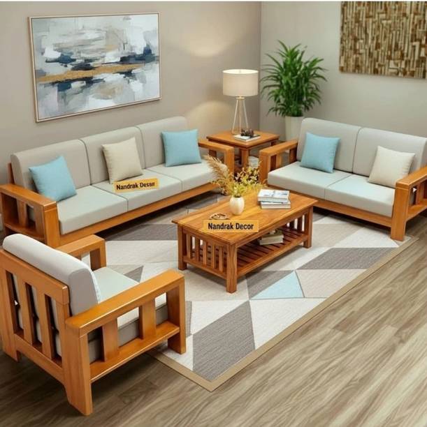 Nandrak Decor Solid sheesham wood 6 SEATER SOFA SET FOR LIVING room Solid Wood 3 + 2 + 1 Sofa Set