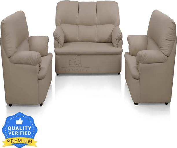 Homeify Noah Ivy Leatherette 3-1-1 Five Seater Sofa Set For Living Room Leatherette 3 + 1 + 1 Sofa Set