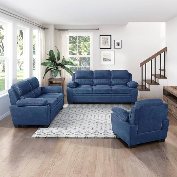 Torque Jett 6 Seater Fabric Sofa for Living Room (3+2+1 Seater, Blue) Fabric 3 + 2 + 1 Sofa Set