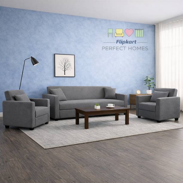 Flipkart Perfect Homes Zeno Premium Velvet Fabric | Premium Comfort 5-Seater Sofa Set | 1-Year Warranty Fabric 3 + 1 + 1 Sofa Set