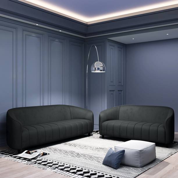 CARLTON LONDON Olivia Black 3+2 Fabric 3 + 2 Sofa Set