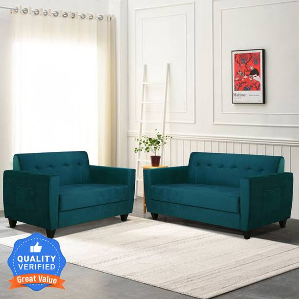 ARRA Remo 5 Seater Sofa Green Fabric 3 + 2 Sofa Set