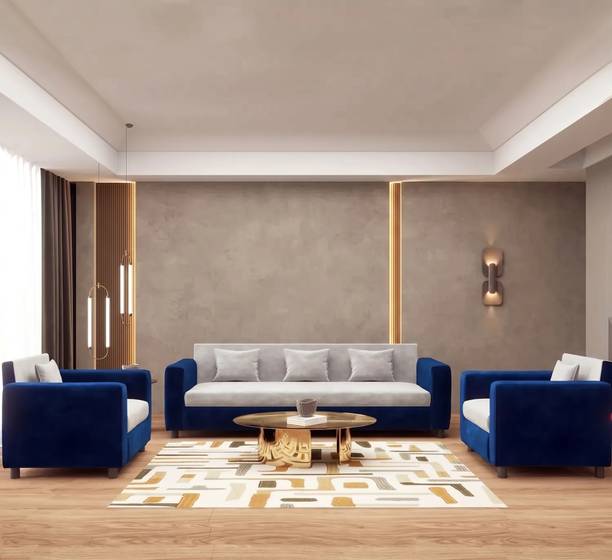 gnanitha Crete Velvet Soft Fabric_01 Fabric 3 + 1 + 1 Sofa Set
