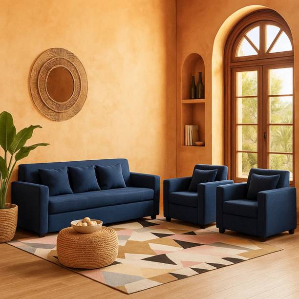 WAKESURE Premium Quality Jute Fabric 3 + 1 + 1 Sofa Set