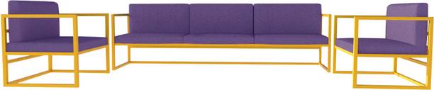 FURNITURE KI FACTORY Metal Sofa Set Outdoor/Indoor Sofa Set Jute Fabric Fabric 3 + 1 + 1 Sofa Set