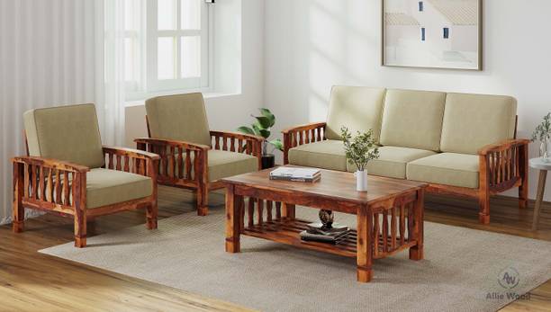 Cherry Wood Rosewood ( Sheesham ) Coffee Table Not Included Fabric 3 + 1 + 1 Sofa Set