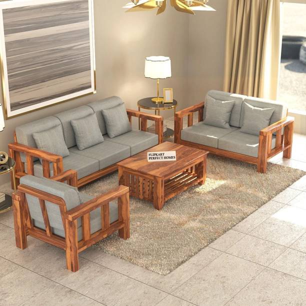 Flipkart Perfect Homes Sheesham Wood Sofa Set With 3+2+1 Configuration For Living Room/ Office || Fabric 3 + 2 + 1 Sofa Set