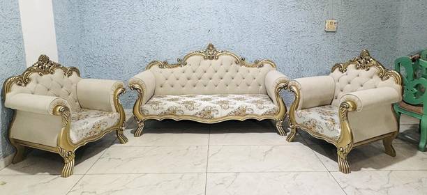 alishaank ROYAL MAHARAJA 5 Seater Sofa Set For Living Room Home & Office SILK Fabric 3 + 1 + 1 Sofa Set