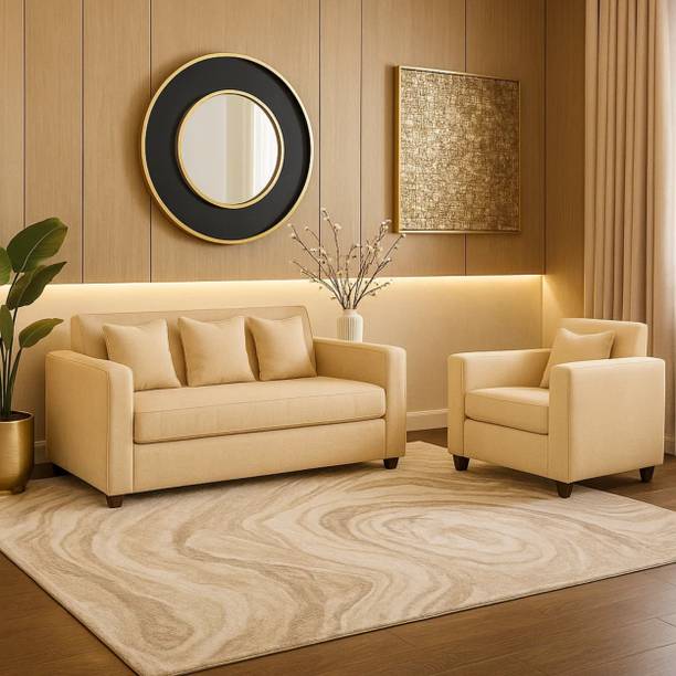 WAKESURE Premium Quality Jute Fabric 3 + 1 Sofa Set