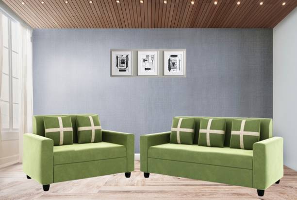 LIVEWELL Premium Quality Velvet Fabric 3 + 2 Sofa Set