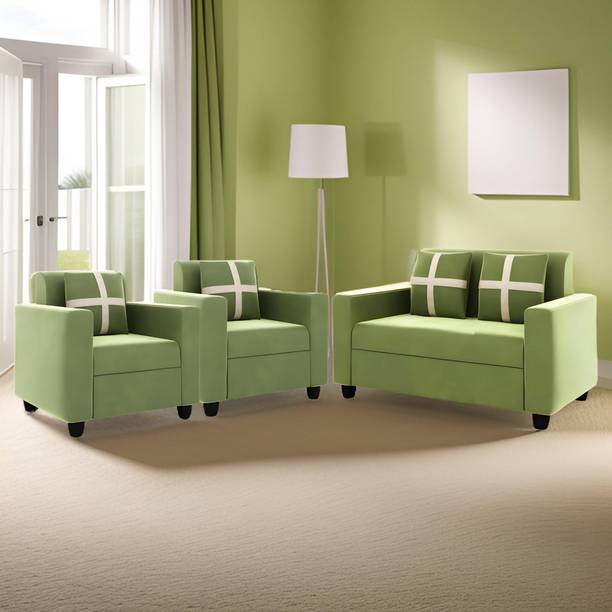 Klenta Home Decor Fabric Upholstered Four Seater Sofa Set Of 2+1+1 For Living Room/ Office || Fabric 2 + 1 + 1 Sofa Set