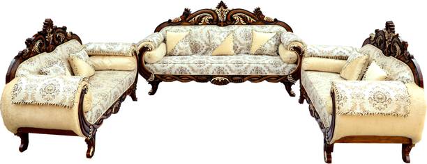 MAM ENTERPRISE Wood Sofa Set for Home Living Room Wooden Sofa Fabric 3 + 2 + 2 Sofa Set