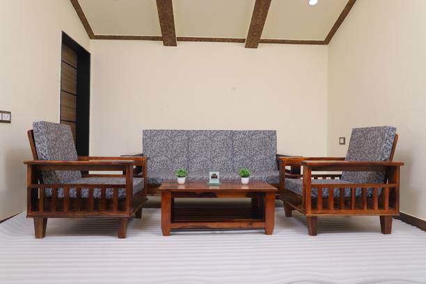 Cherry Wood Rosewood (Sheesham) With Coffee Table Fabric 3 + 1 + 1 Sofa Set