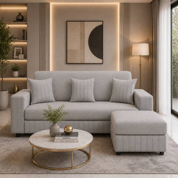WAKESURE Premium Quality Jute Fabric 3 + 1 Sofa Set