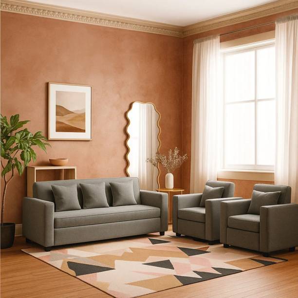WAKESURE Premium Quality Jute Fabric 3 + 1 + 1 Sofa Set
