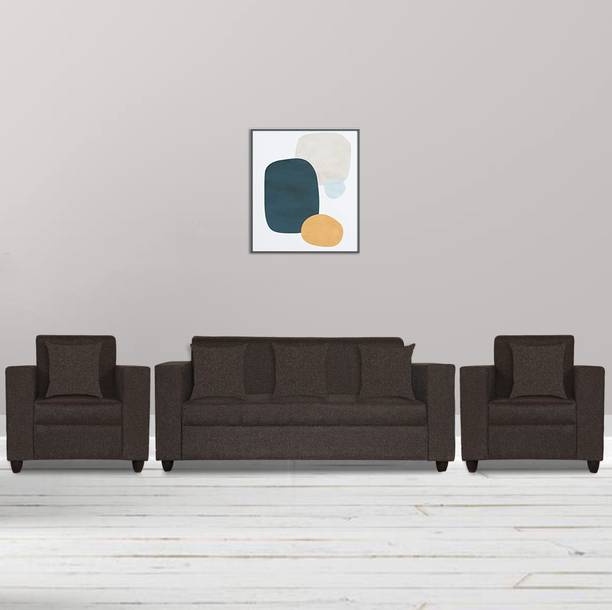 LIVEWELL Premium Quality Jute Solid Wood 3 + 1 + 1 Sofa Set