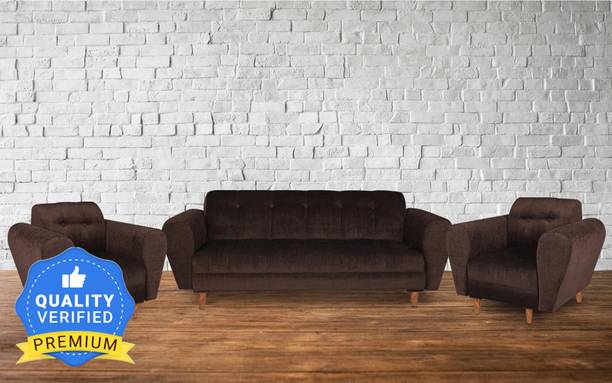Seventh Heaven Milan 5 Seater Sofa Set, Chenille Molfino Fabric with 2 Year Warranty Fabric 3 + 1 + 1 Sofa Set