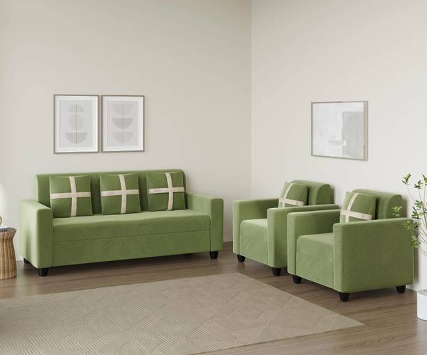 Allie Wood Fabric 3 + 1 + 1 Sofa Set