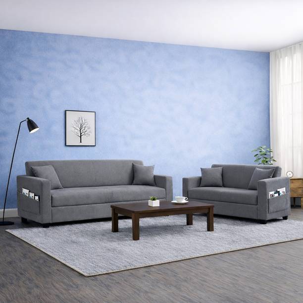 Flipkart Perfect Homes Zeno Premium Velvet Fabric | Premium Comfort 5-Seater Sofa Set | 1-Year Warranty Fabric 3 + 2 Sofa Set