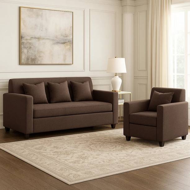 WAKESURE Premium Quality Jute Fabric 3 + 1 Sofa Set